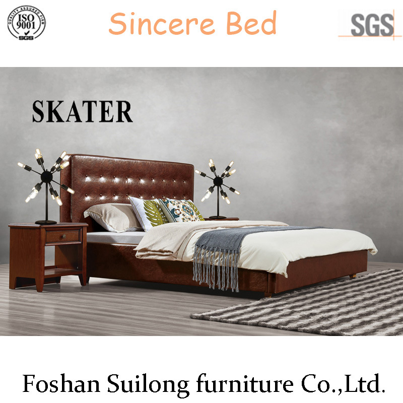 A06 American Style Fabric Bed Leather Bed