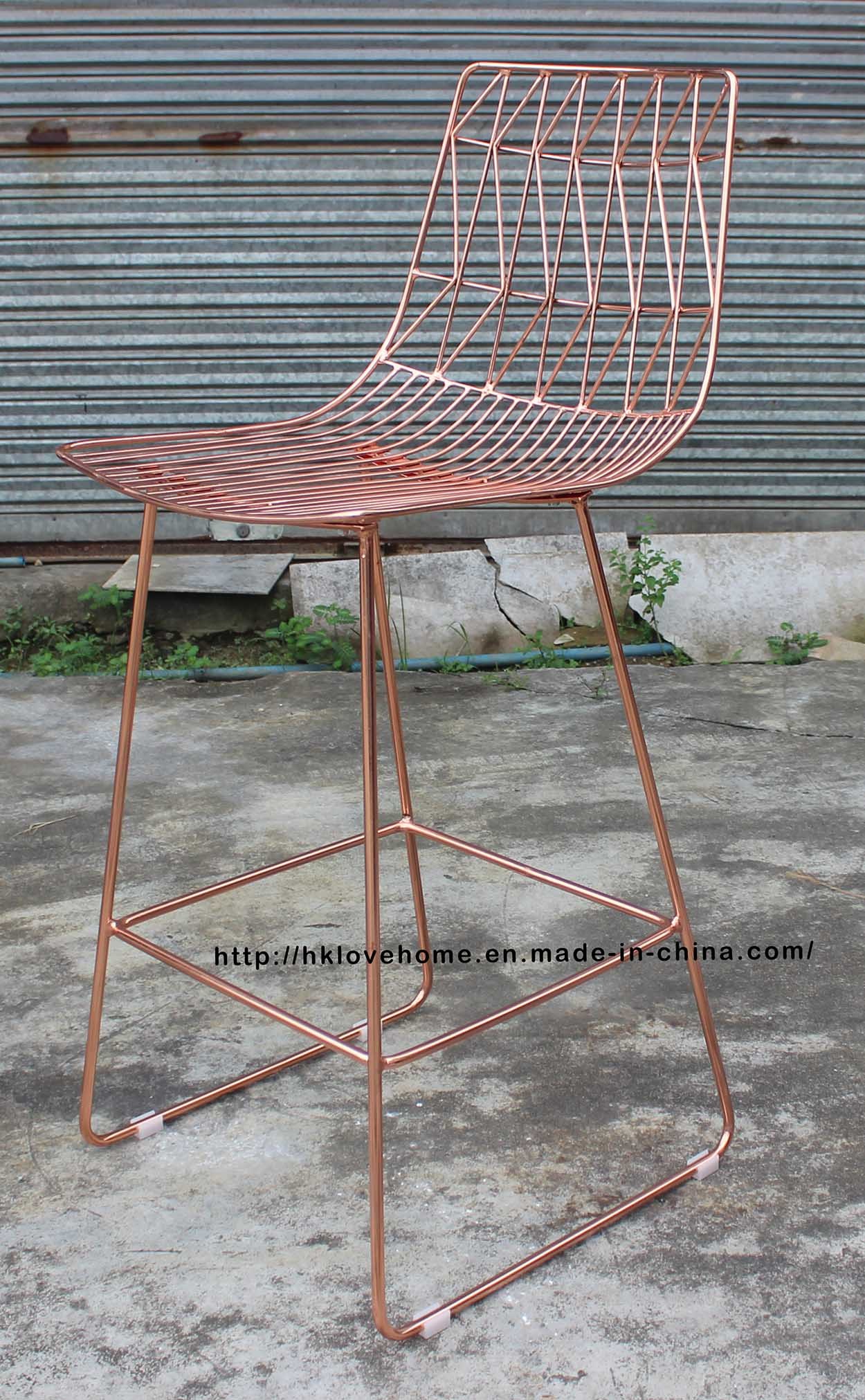 Metal Classic Dining Restaurant Leisure Garden Side Wire Bar Chairs