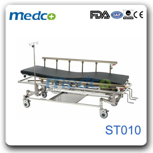 Hospital Adjustable Ambulance Cart Trolley, Manual Emergency Transfer Stretcher Trolley