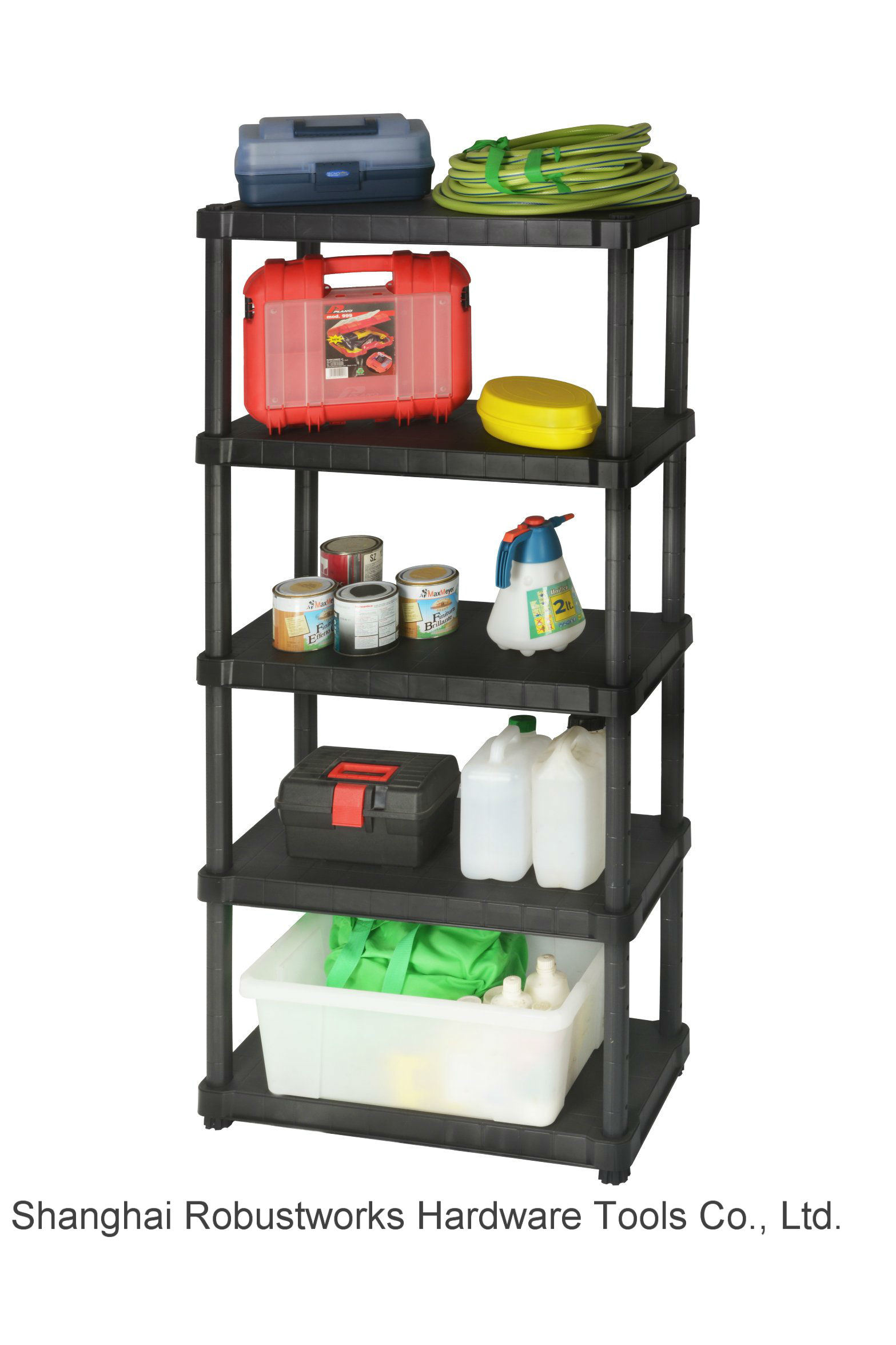 4 Tier Black Plastic Heavy Duty Shelving Racking Storage Unit (6030P-4T)