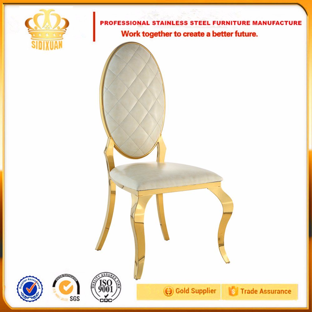 Oval Back PU Leather Stainless Steel Hotel Dining Chair Cy306