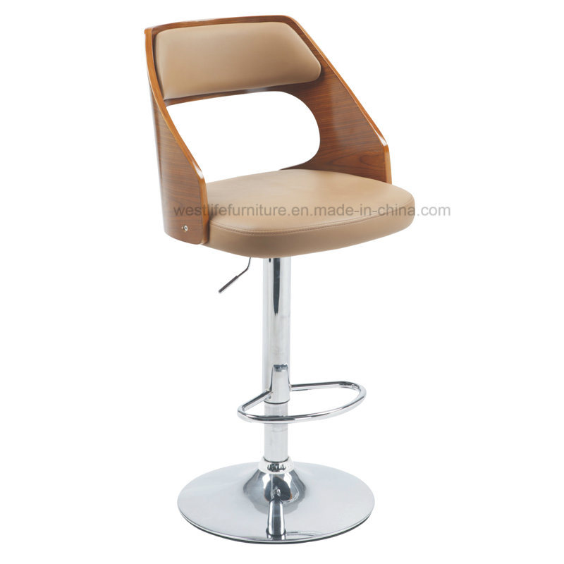 Faux Leather Bentwood Height Adjustable Barstool