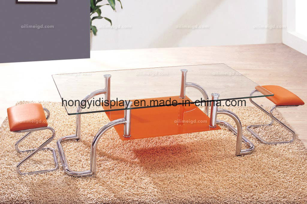 Metal Leg Glass Tea Table