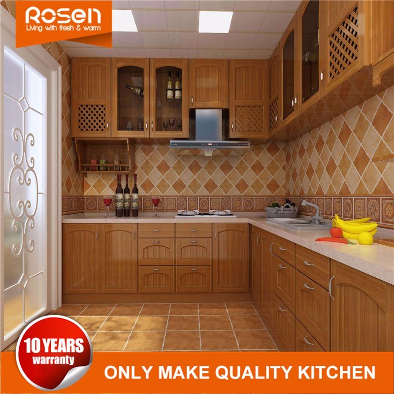 MDF Wood Veneer Wooden Modern Kitchen Cabinet