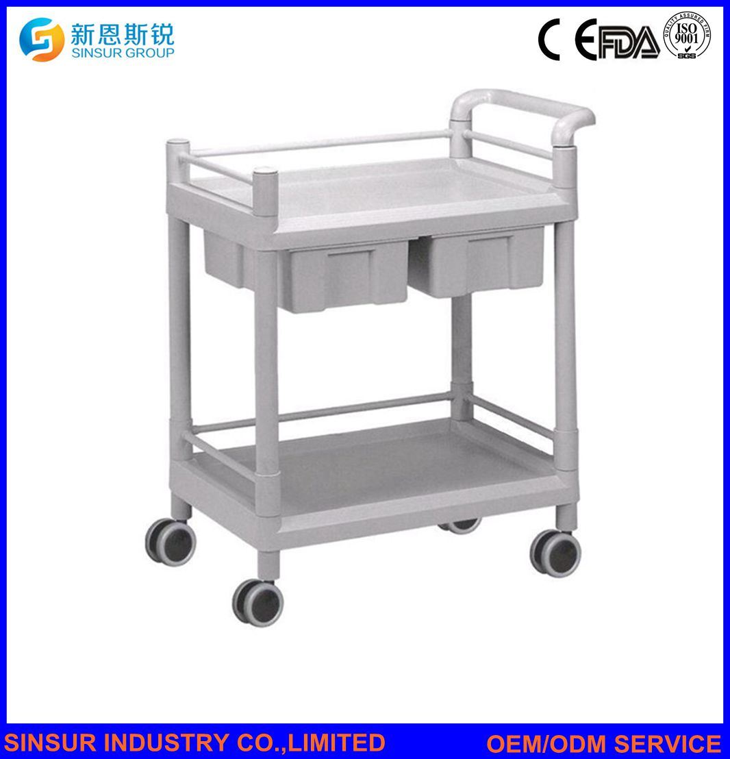 High Quality Hospital Furniture Cost ABS Emergency Medical Treatment Cart/Trolley