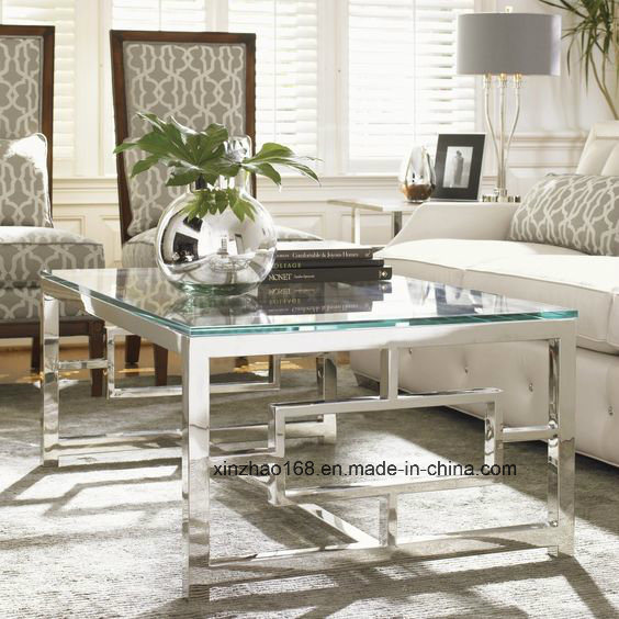 Stainless Steel Table Modern Glass End Table