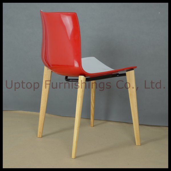 Wood Legs Double Colors Plastic Leisure Chair (SP-UC023)