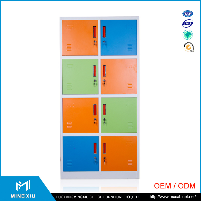 China Mingxiu Colorful Metal Lockers Storage Cabinets / 8 Doors Steel Locker