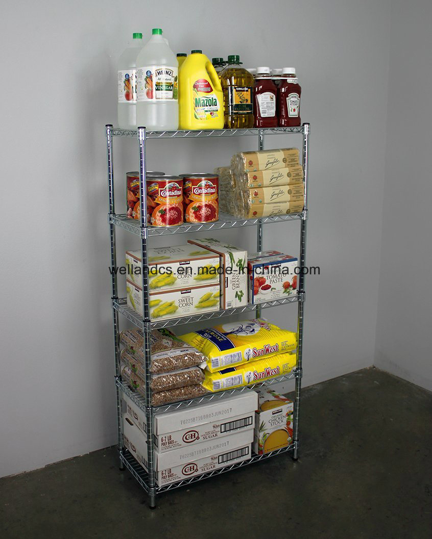 Adjustable 4 Tier Kitchen Storage Wire Shelving Rack Metal Shelf Unit