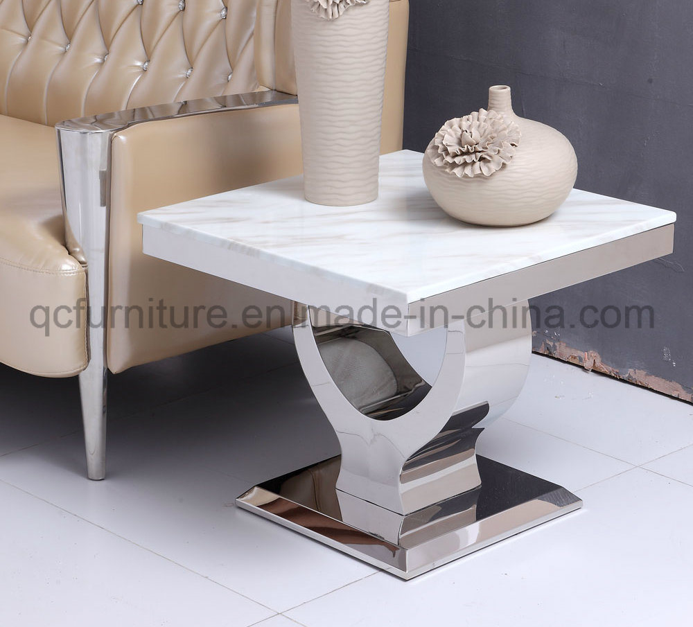 Home Use Marble Top Side Table Stainless Steel Base