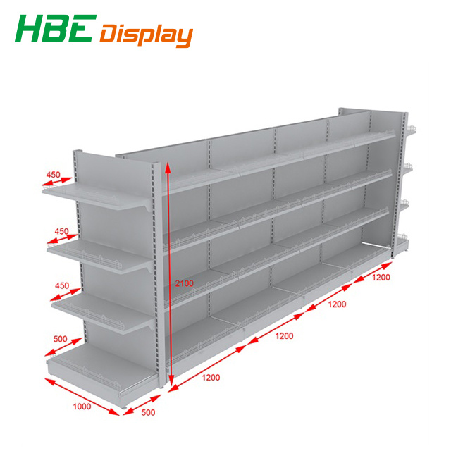 Powder Coated Supermarket Metal Rack Gondola Shelves