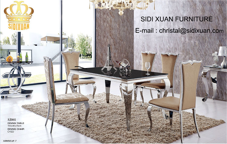 Dining Table / Living Room furniture / Restaurant Table / Stainless Steeltable / Hotel Chair / Banquet Chair / Glass Table / Modern Furniture Sj805+Cy023