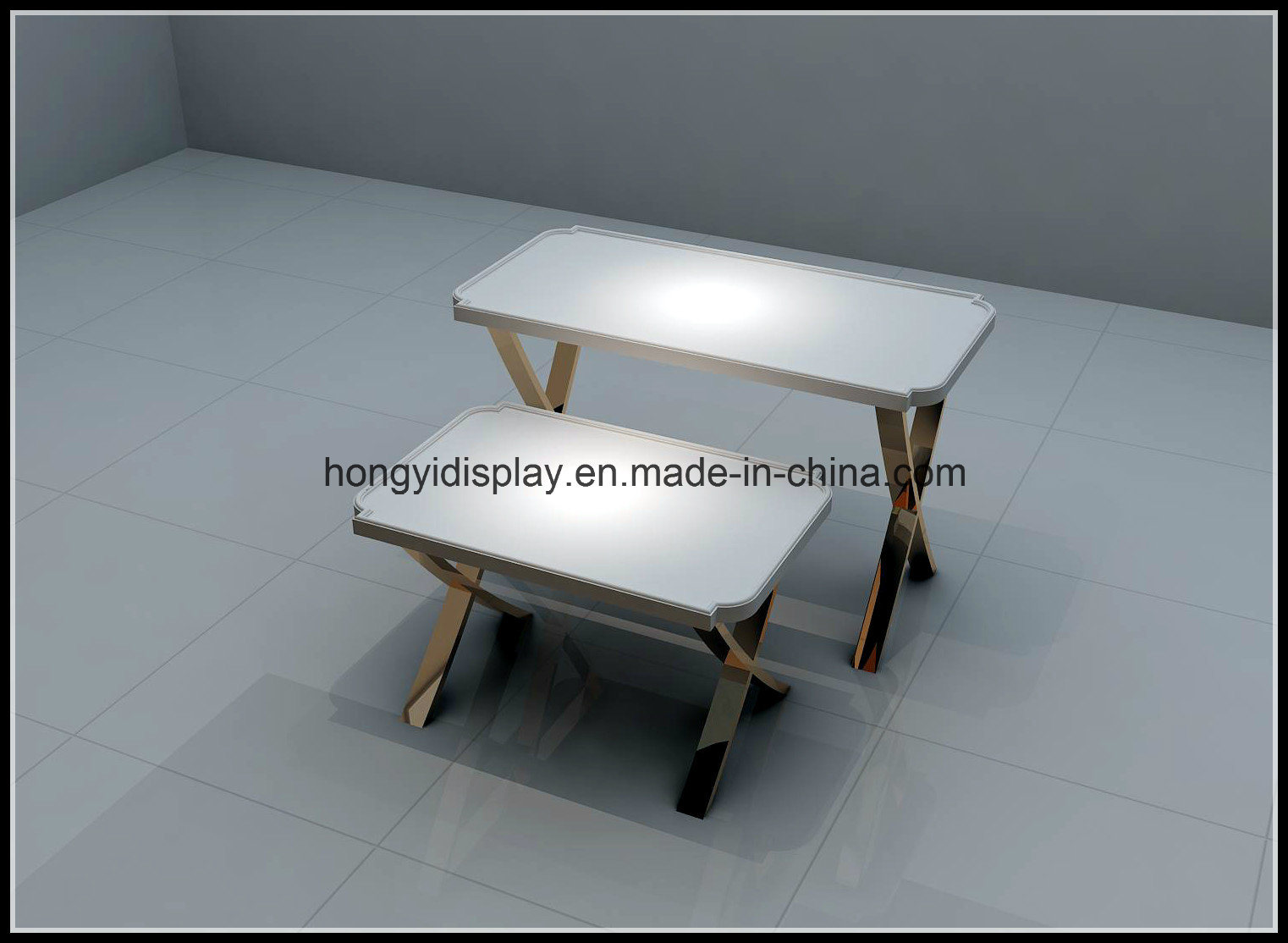 Fashion Display Table with Metal Leg for Shopfitting, Nesting Table