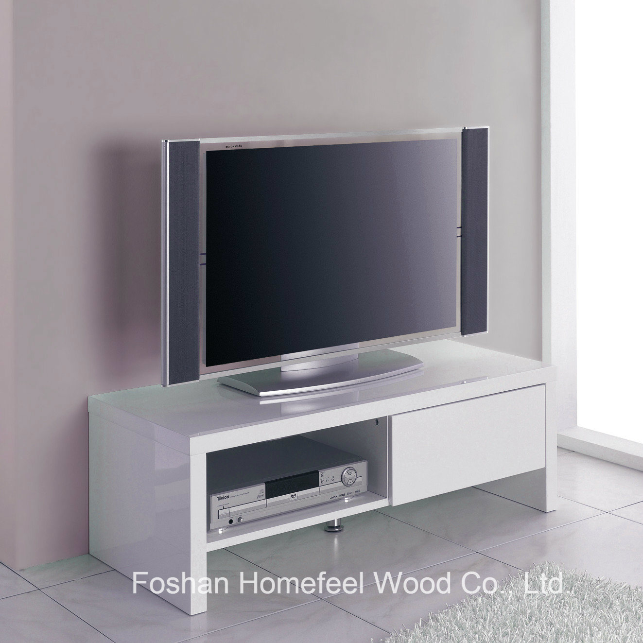 Sturdy Wooden White High Glossy TV Stand Cabinet (TVS29)