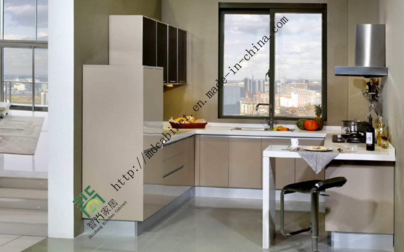 Modern Solid Wood Kitchen Cabinet (ZS-145)