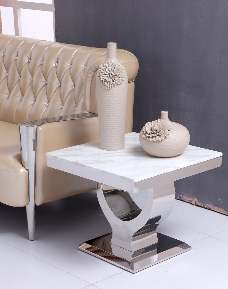 Modern Sofa Square Marble Metal Side Table