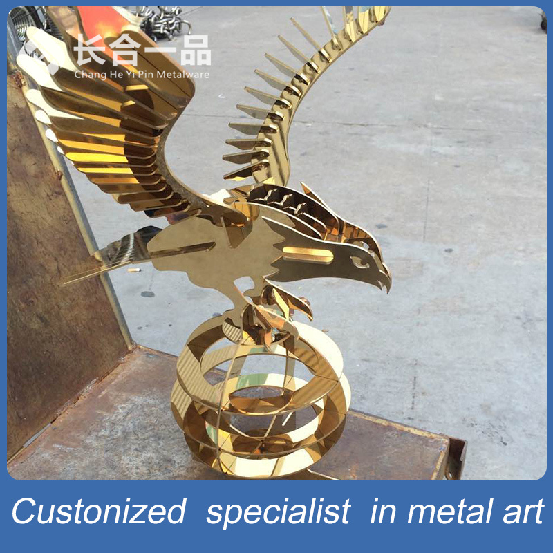 Golden 8k Mirror Eagle Stainless Steel Decoration Handicrafts for Display/Exhibition