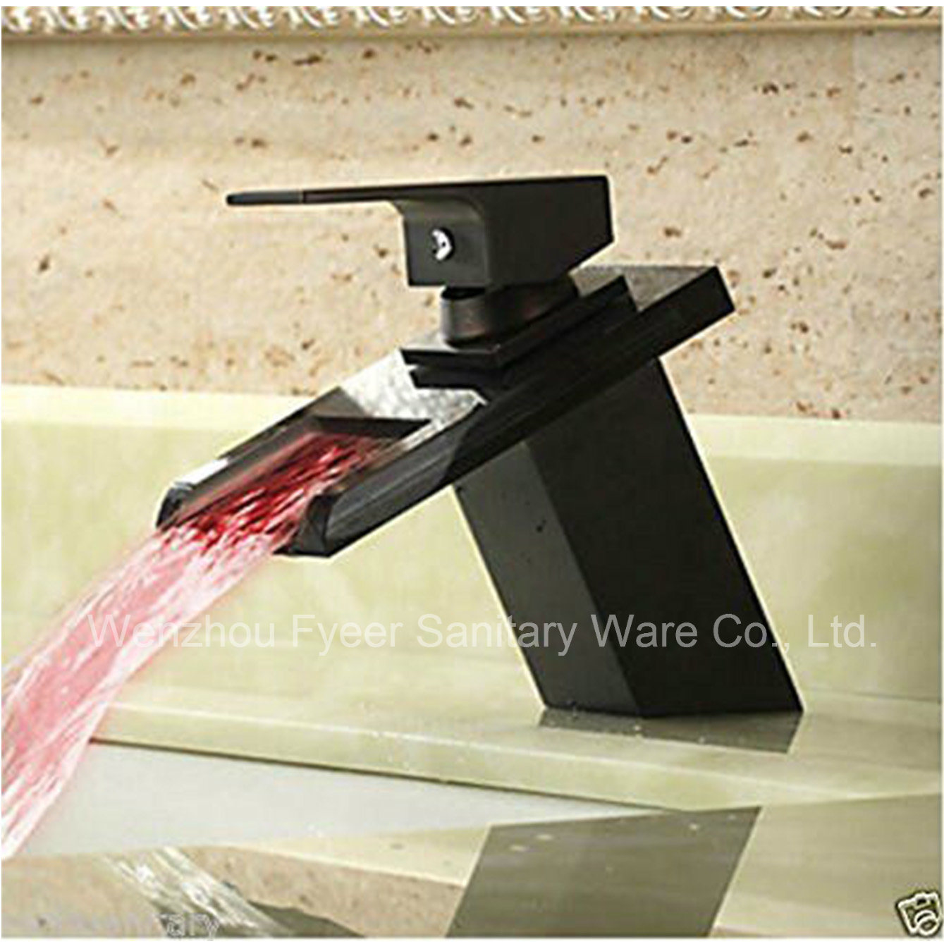 2015 New Orb Bathroom Waterfall LED Basin Faucet (QH140418BF)