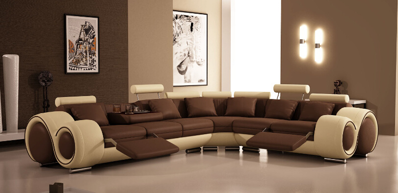 Home Furniture Leather Sofa Set Modern Sofa with Recliner Sofa