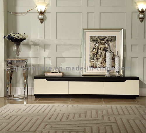 Metal Remote Controlled TV Stand with White Lacquer Wooden Drawer