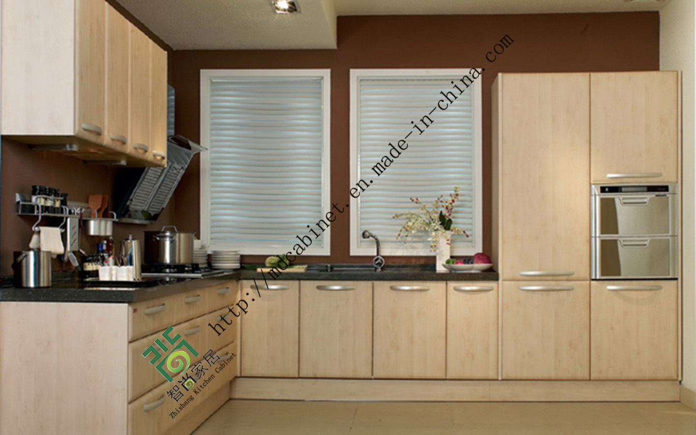 New Modern White Kitchen Cabinet with PVC Design (ZS-266)