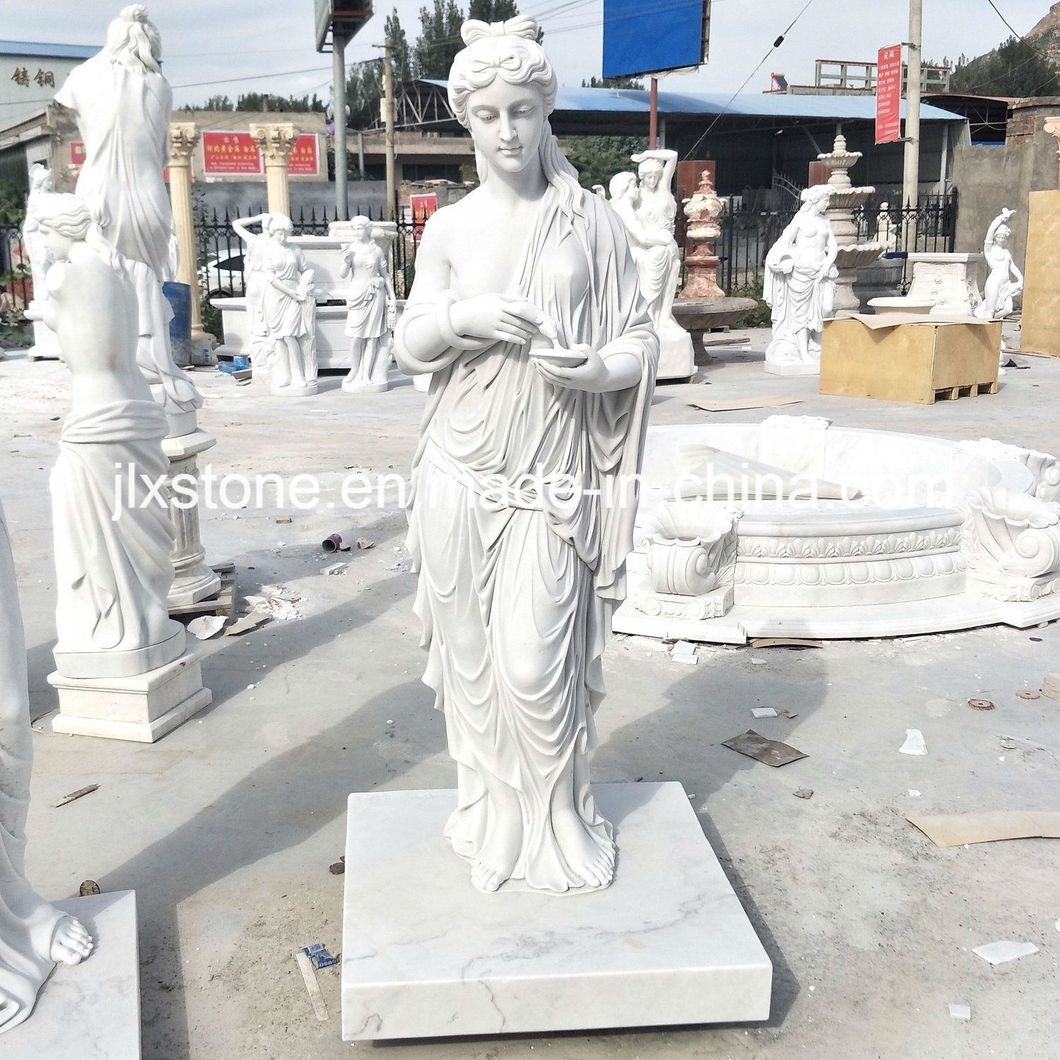 Pure White Marble Garden Woman Statue