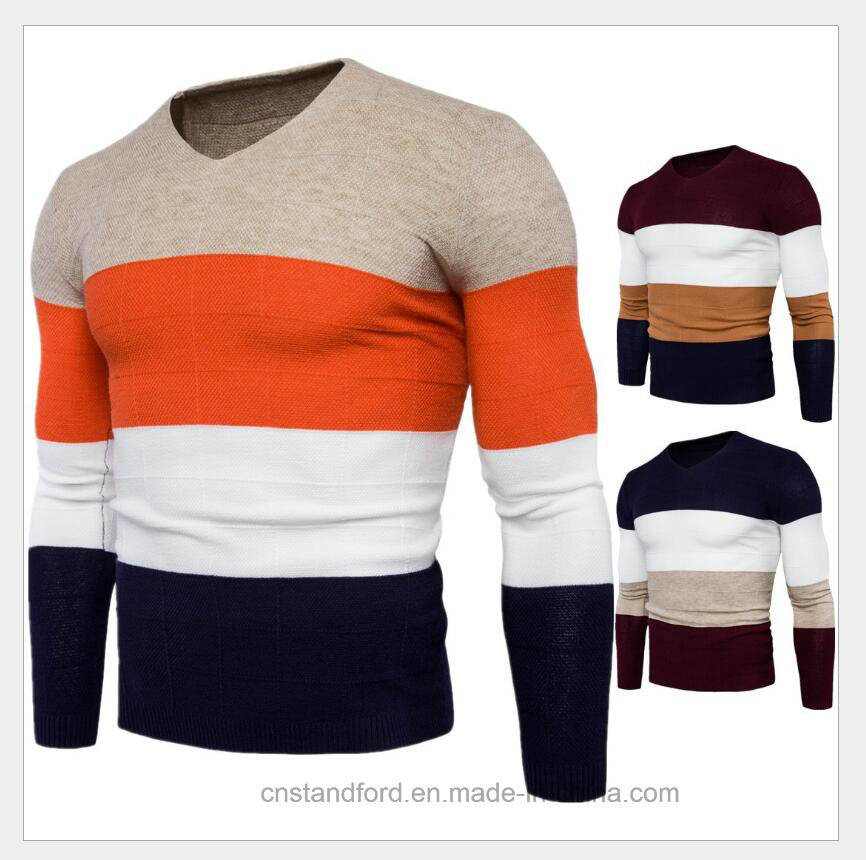 Mans Winter Autumn Wear V-Neck Pullover Knitted Sweater