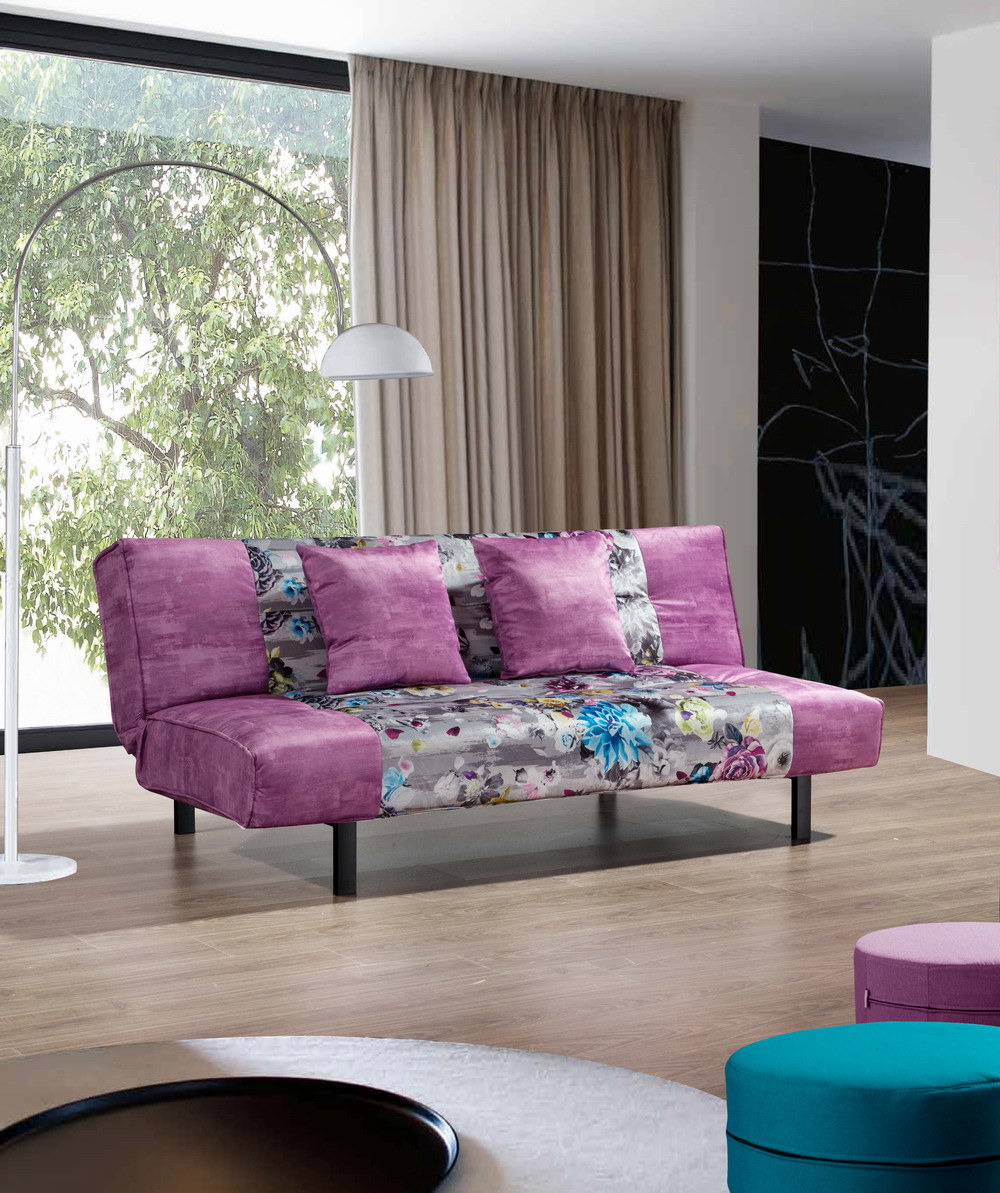 Two Folded Colorful Fabric Sofa Bed for Bedroom (K056)