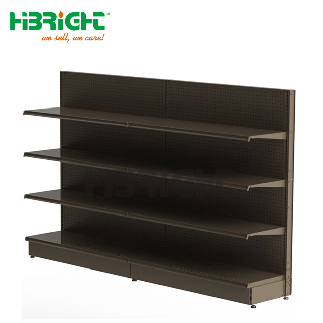 Single Side Wood Metal Supermarket Shelving Shelf