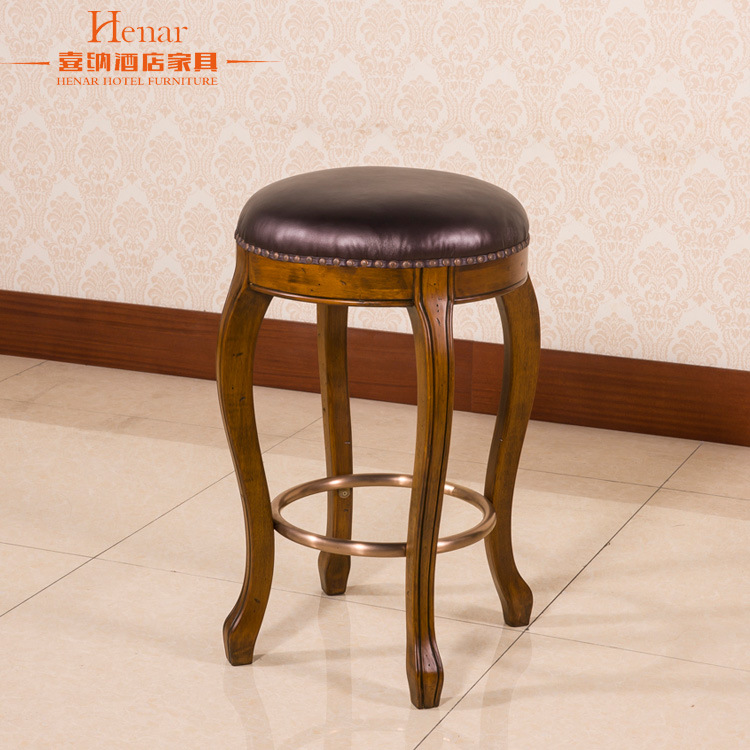 Modern Manufacturer Supply High End Leather Solid Wood High Bar Stool