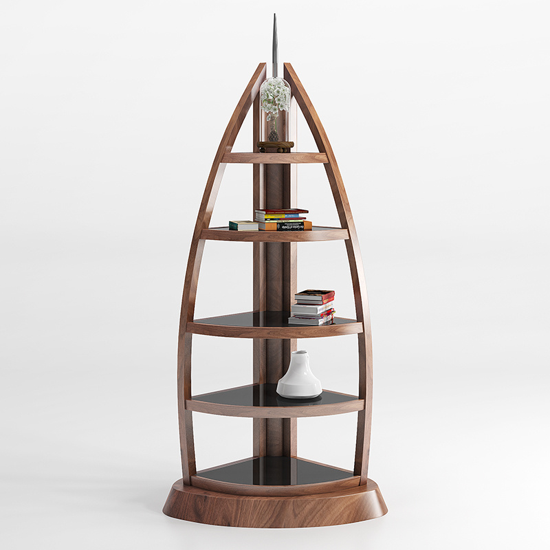 Fashion Design Walnut Wooden Office Magazine Bookcase