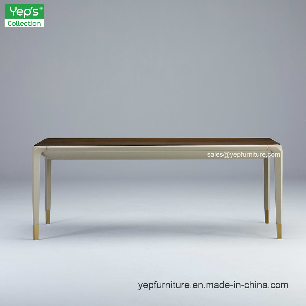 Modern Microfiber Leather Dining Table with Metal Legs (T9179)