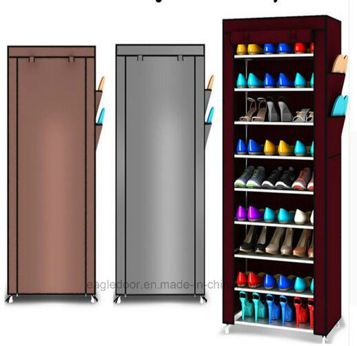 9 Tier Shoe Shelves Canvas Fabric Shoe Rack Storage Cabinet Rail Shoes Organizer Zipper Standing Sapateira Organizador Furniture (FS-02)