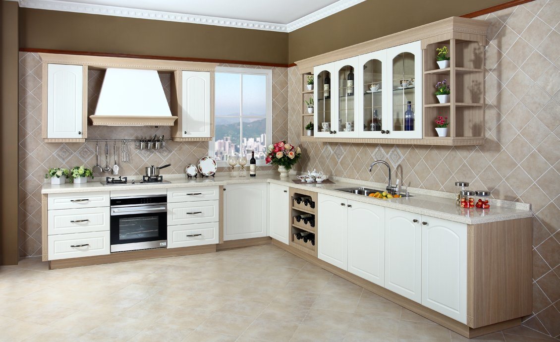 PVC Door Cheap Modern Kitchen Cabinet for High Quality (zc-073)