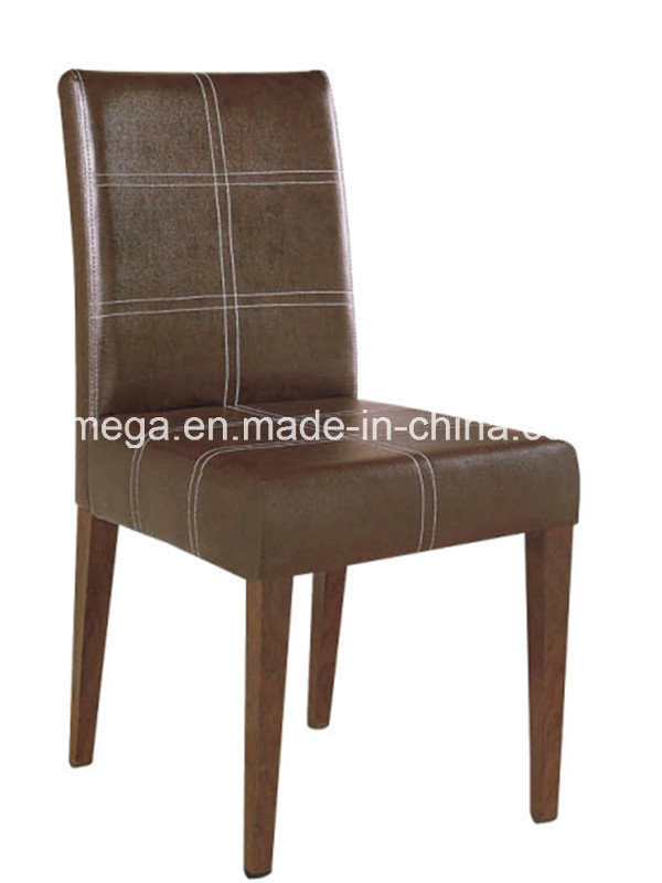 Uphostered Brown Leather Restarant Chair with Wood Legs (FOH-BCB04)