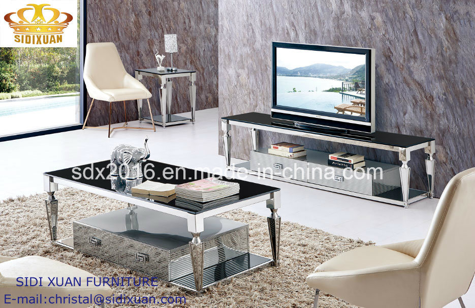 Stainless Steel Modern Coffee Table, Glass Coffee Table