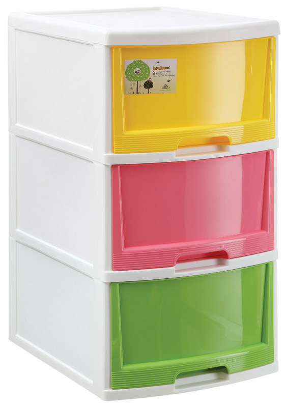 Turquoise PP Plastic Storage Cabinet 3 Drawers