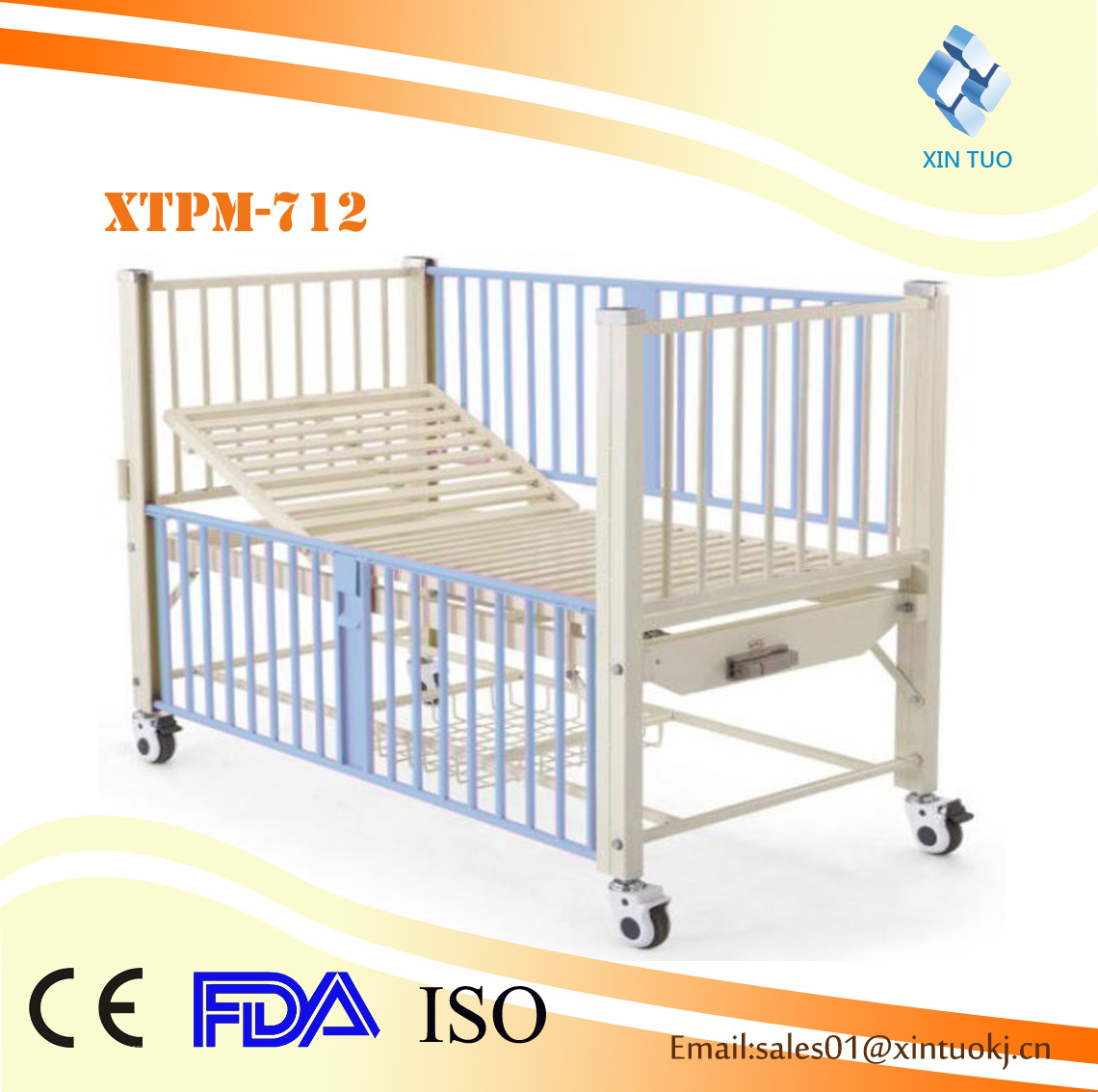 Direct Manufacturer Flat Children Baby Care Hospital Bed Price