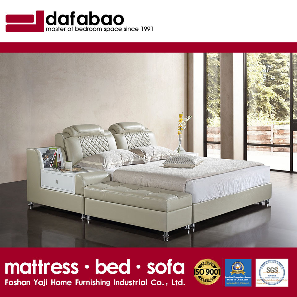 White Color Leather Bed for Bedroom Use (FB2092)