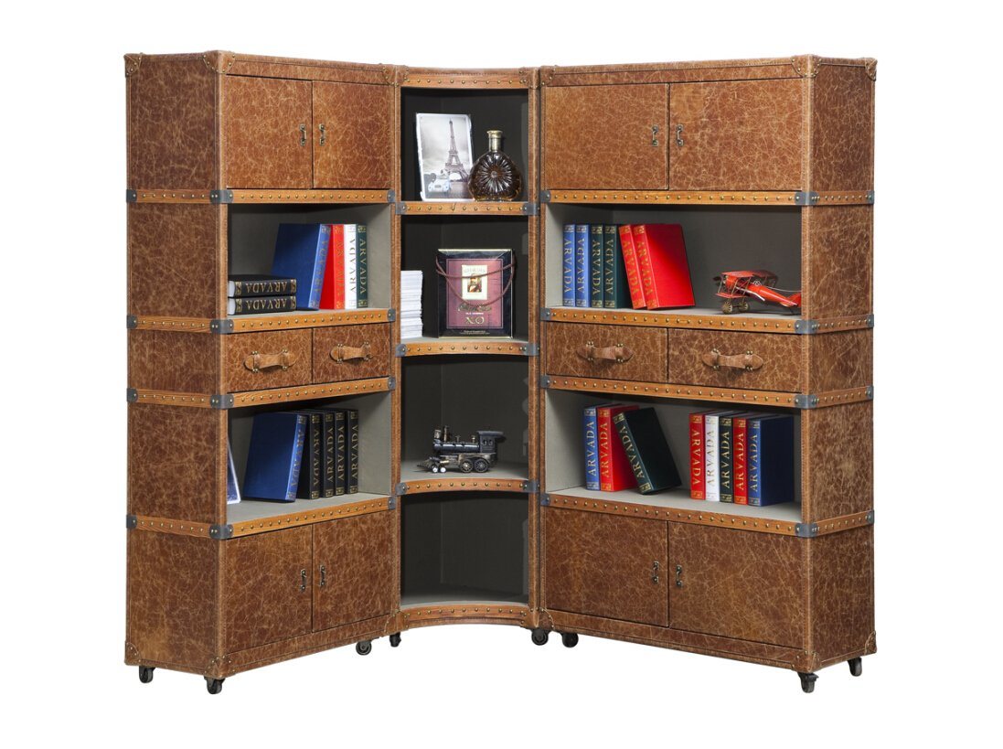 Customized Antique Leather Combination Bookcase, Household Furniture Bookcase