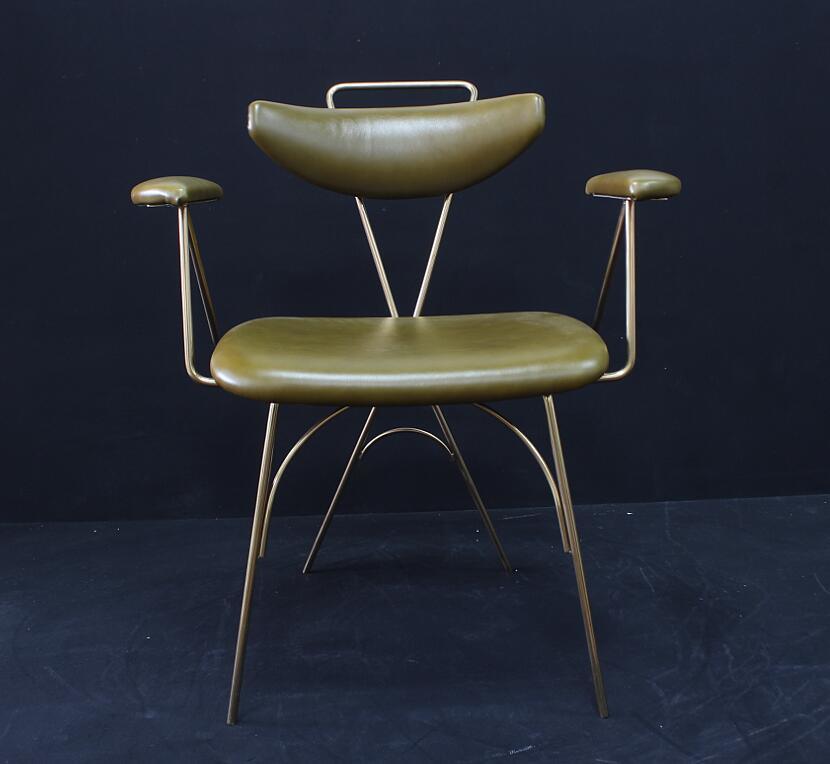 Classic Small Metal with Leather Dining Chair