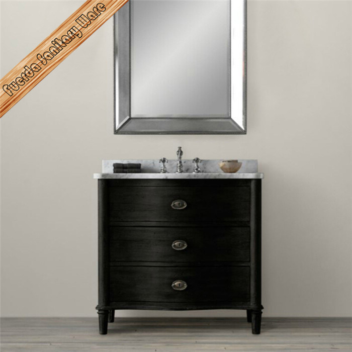 Fed-1674A Curved Solid Wood Bathroom Vanity Mini Bath Cabinet