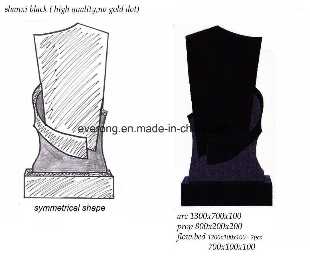 Absoluted Black Granite Stone Tombstone Monuments for Russian Market