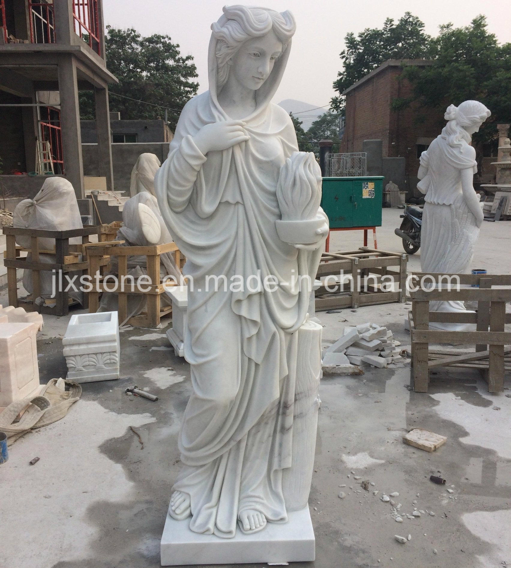 White Marble Garden Lady Sculpture