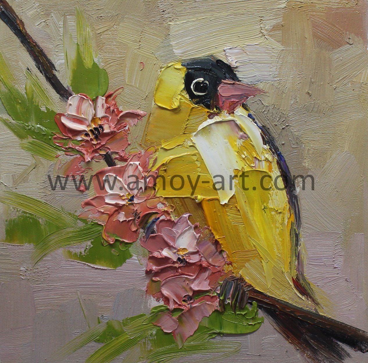 High Quality Handmade Modern Palette Knife Bird Oil Painting for Wall Decor