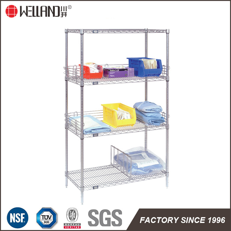 NSF Metro Standard Healthcare Chrome Metal Storage Shelving for Hospital Use