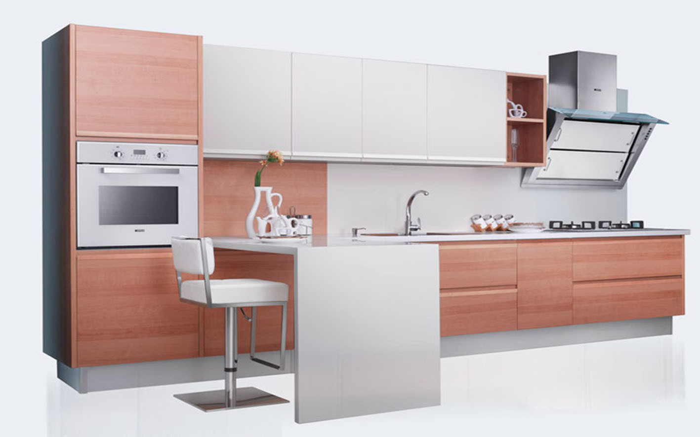 Wood Grain Melamine Finish Laminate MFC Kitchen Furniture (zg-042)