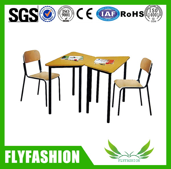 Metal Frame Wood Student Desk and Chair Classroom Furniture (SF-102S)