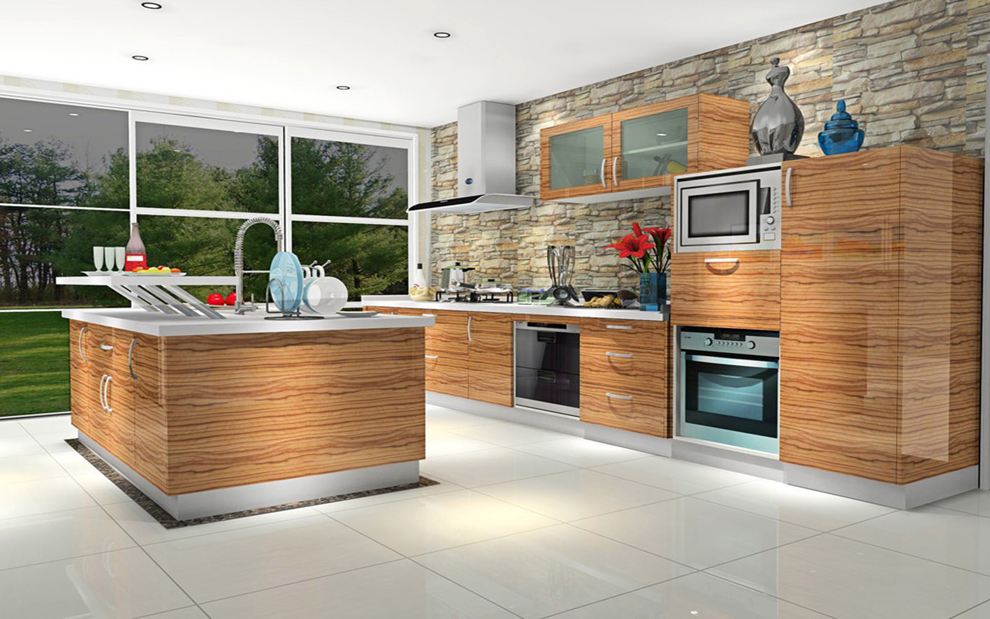 High Gloss UV Australia Style Kitchen Cabinets (ZX-025)