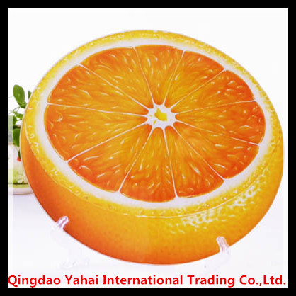 4mm Fruit Shaped Tempered Glass Placemat with Decal Pattern